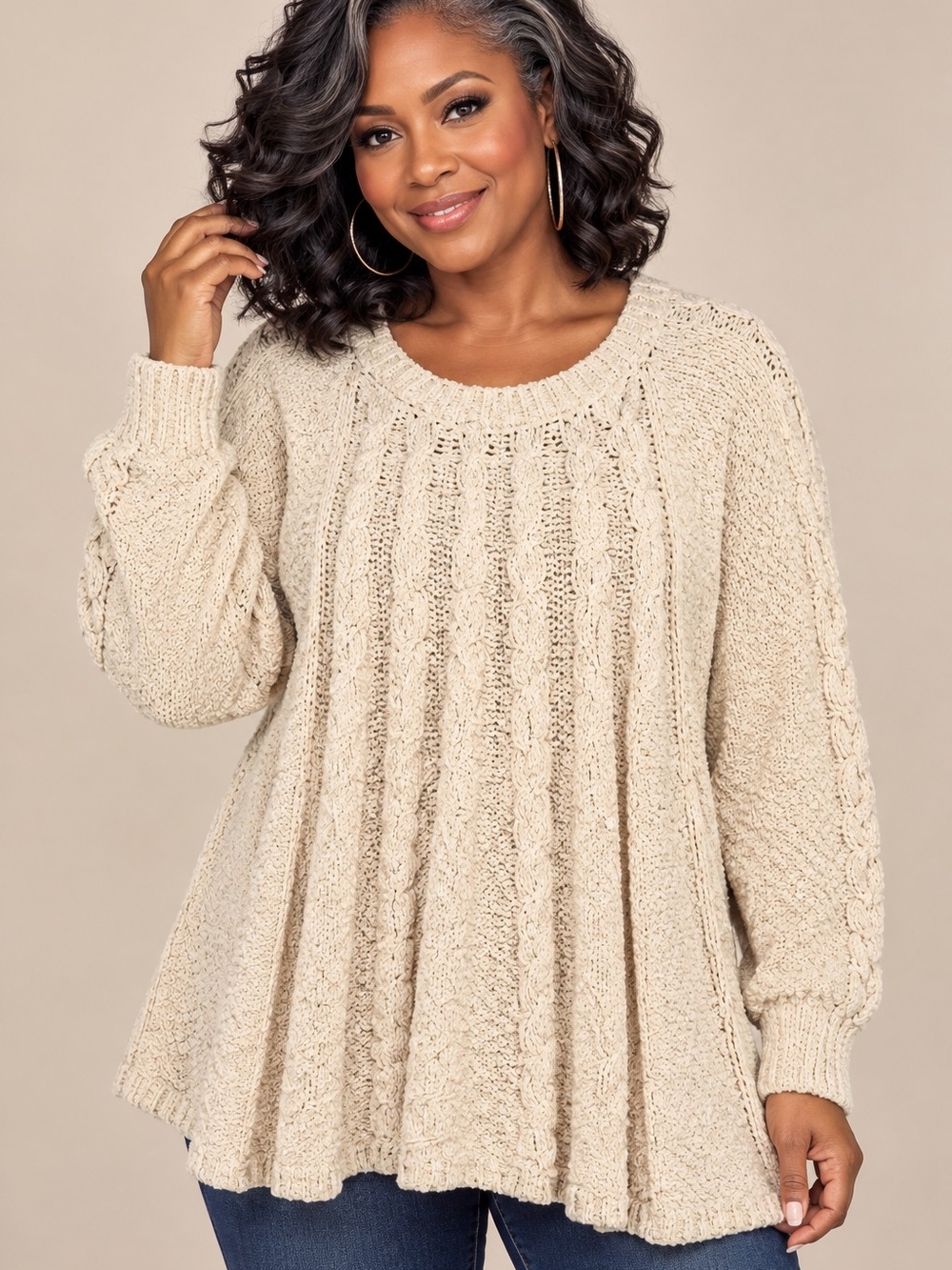 Skye's The Limit Cozy Cable-Knit Tunic Sweater - NWT